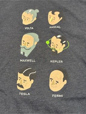 NVIDIA Faces Gray T-Shirt Fermi Tesla Pascal Kepler Volta Maxwell, Size 2XL
